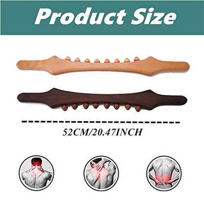 Body Back Wood Therapy Curved Roller,8 Beads Lymphatic Drainage and Cellulite Massage Stick Tool,Wooden Gua Sha Massage Tools 20.47INCH - color: Style a Primary Color