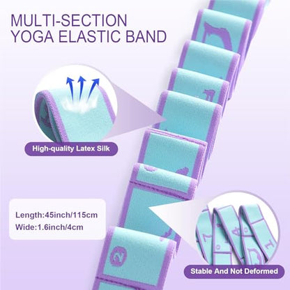 Yoga Straps for Stretching Strap Elastic for Physical Therapy Dance Yoga Pilates Gymnastics Exercise Flexible Pilates Stretch Band for Women Men