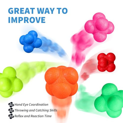 Ciieeo 6 Pcs Reaction Ball Reflex Ball Agility Training for Quick Reaction Workout Indoor Outdoor Use