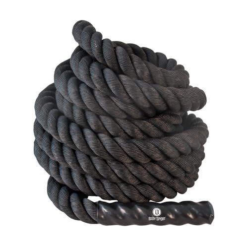 Body Sport Training Rope – Thick Battle Rope for Home or Gym Use, Long Durable Workout Rope – Made with Super-Strong Poly-Twine – Stands Up to Repeated Use Indoors & Outdoors - size: 1.5 in. Diameter x 40 ft. Length