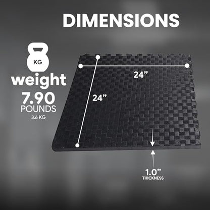 BalanceFrom Puzzle Exercise Mat with EVA Foam Interlocking Tiles for MMA – Exercise – One Inch Thick, 24 Square Feet – Black - color: Black, style: One Inch Thick, 24 Square Feet