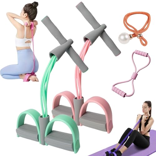 21 Fitness Resistance Bands-4 Tube Pedal Ankle Puller - color: O