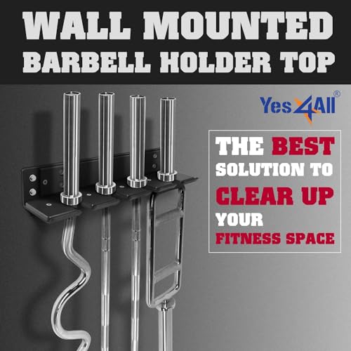 Yes4All Vertical Wall Mounted Olympic Barbell Holder, Barbell Storage Rack, Hanging Barbell Rack for Home Fitness Equipment - color: Black Vertical Wall Mounted - 4 Bars