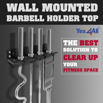 Yes4All Vertical Wall Mounted Olympic Barbell Holder, Barbell Storage Rack, Hanging Barbell Rack for Home Fitness Equipment - color: Black Vertical Wall Mounted - 4 Bars