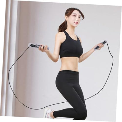 NOLITOY Electronic Counting Weighted Jump Rope for Workout Steel Wire Skipping Rope with Digital Counter Black Heavy Duty for Gym and Fat Loss