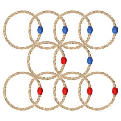 10 Pack Sisal Rope Ring Toss Game Replacement Parts for Kids and Adults, Outdoor Toss Rings for Speed Agility Practice Game,Yard Games Lawn Games for Party(Red and Blue)