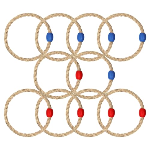 10 Pack Sisal Rope Ring Toss Game Replacement Parts for Kids and Adults, Outdoor Toss Rings for Speed Agility Practice Game,Yard Games Lawn Games for Party(Red and Blue)