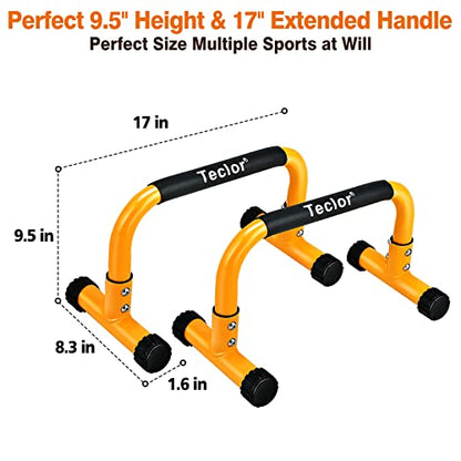 Push Up Bar, Parallettes Bars For L-sit & Dip, Heavy-Duty No Wobbling Parallel Bars Stand For Handstands, Full Planche, Calisthenics, 9.5in High Workout Stands for Home Fitness Training