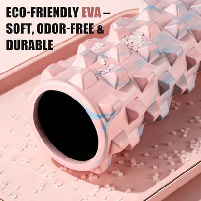 Foam Roller with Detachable Stand & Wall-Mountable Suction Cups for Deep Tissue Massager 21" Trigger Point Foam Roller for Home Workout Muscle Recovery Yoga Pilates Physical Therapy