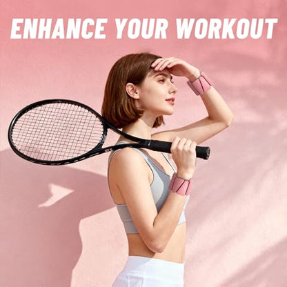 Ankle Weights 2 lb Set for Women & Men - Adjustable Wrist/Leg Weights with Soft Neoprene & Metal D-Ring, Sweat-Proof for Walking Running Pilates HIIT At Home Workout - color: Pink