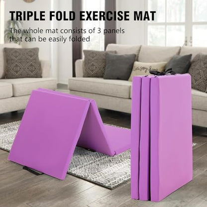 Yoga Mat Thick 2 Inch Workout Flooring for Home Gym - Exercise, Gymnastics, Tumbling, Pilates, Dance Equipment - Foldable Foam Play Mat for Kids and Adults