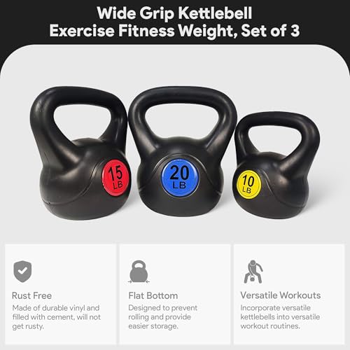 BalanceFrom Kettlebell Sets 30lbs, 45lbs, 50lbs, 75lbs 3 or 4 Piece Strength Training Kettlebells Weight Set, Multiple Sizes - style: 45 lbs Set
