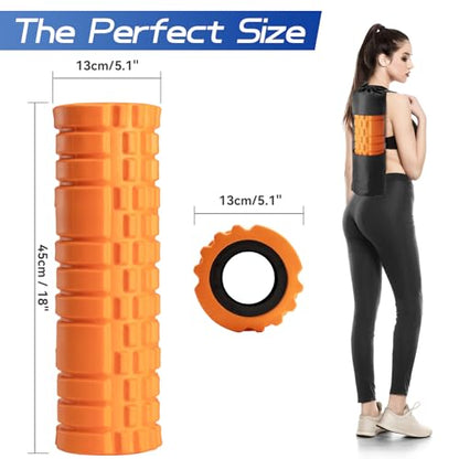 Krightlink Foam Roller High Density 18" Foam Roller for Deep Tissue Muscle Massage, Trigger Point Fitness Exercise Massage Roller Self-Myofascial Back Roller Release for Whole Body