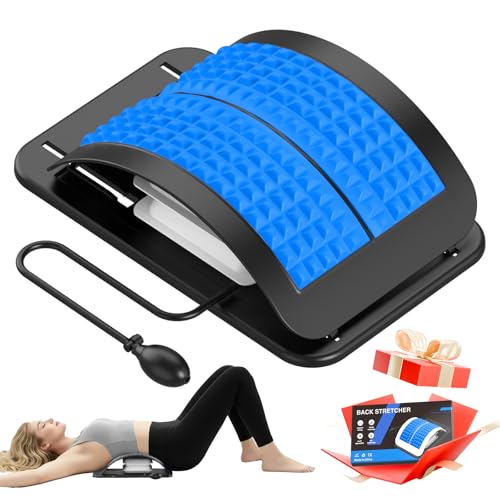 Back Stretcher for Lower Back Pain Relief, Adjustable Lumbar Traction Device, Ergonomic Spine Board with Acupressure Points, Back Massager for Spinal Decompression and Scoliosis