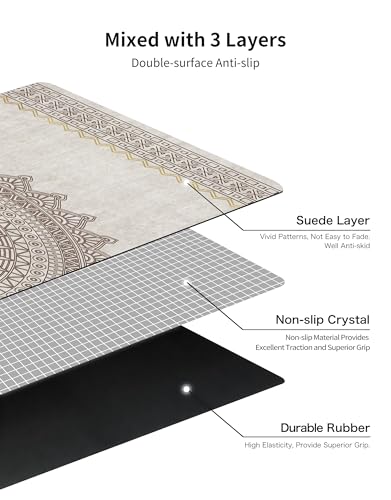 nuveti Printed Travel Yoga Mat-1/16 Inch Thick Non Slip Fitness Workout Mat with Carrying Bag, Foldable Lightweight Suede & Natural Rubber Yoga Mat for Yoga Pilates and Fitness 72" L x 24" W x 1.5mm - color: YanHuaYu