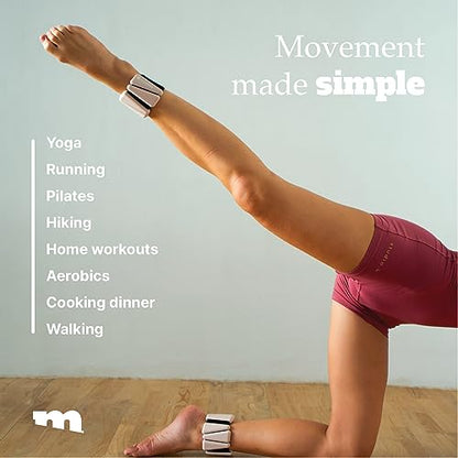 Movido Wrist and Ankle Weights | 1 lb each (2 per set) | Adjustable Workout Weights for Women and Men | Perfect for Yoga, Walking, Pilates, Hiking, Aerobics, Movement - color: Coconut