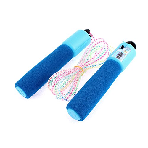 Ruilogod Sponge Handle Fitness Digital Counter Skipping Jumping Rope Blue (id: 92b d04 69e 689 c10