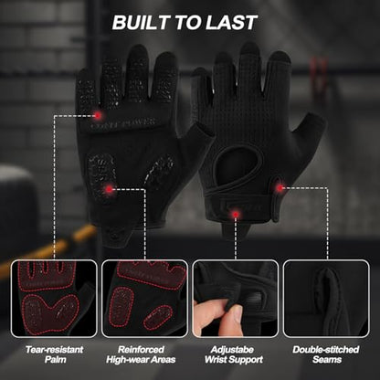 Gym Gloves for Men Women, Workout Gloves with 5MM Padded Palm, Fingerless Weight Lifting Gloves, Breathable Non-Slip Fitness Gloves for Training, Exercise - size: Small