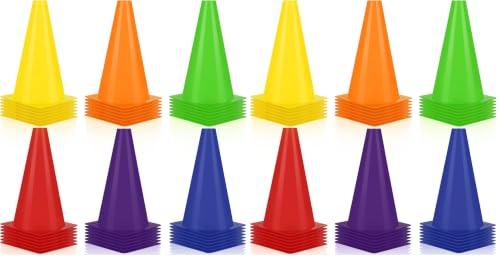 Hoteam 30 Pcs Traffic Cones Plastic Sport Agility Train - color: Multicolor, size: 9inch (Pack of 2)