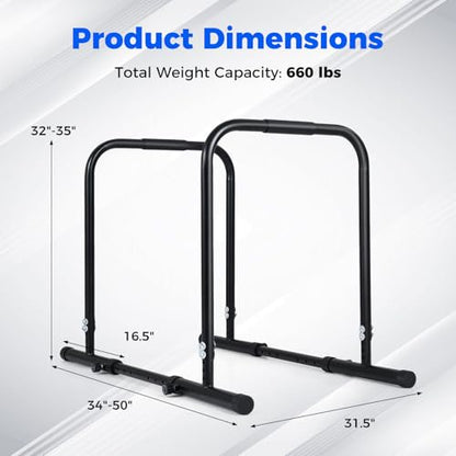 Goplus Adjustable Dip Bar, Heavy Duty Parallette Push Up Stand with 660 LBS Capacity, Anti-Slip Foam Grips, Portable Fitness Workout Dip Station for Home Gym, Calisthenics - size: 2 Side Locked