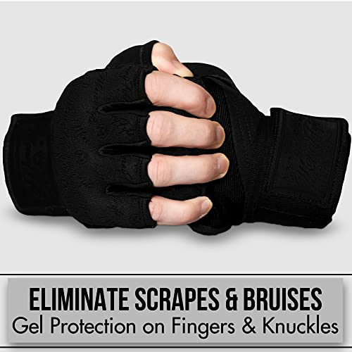 Quick Gel Boxing Wraps Under Boxing Gloves - Kickboxing MMA Muay Thai - Fist, Knuckle, Wrist Wrap Protection Inner Glove Hand Wraps - Men Women Kids - color: All Black, size: X-Small