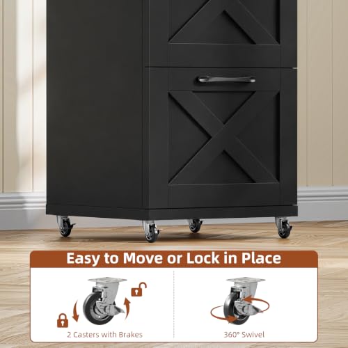 Vabches Office Filing Cabinet with 4 Drawers, Pure Black. - color: Pure Black, size: Vertical-4 Drawers