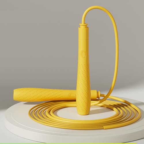 Jump Rope with silicone handle,Tangle-Free Jump Rope with Dual Bearing System,Ultra-Smooth for Fitness & Training - color: yellow