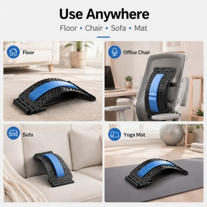 Back Stretcher for Lower Back, Adjustable Lumbar Support Board with 88 Pressure Nodes, Back Stretching Device for Posture Support, Portable Back Support for Chair, Floor, Home & Office (Blue)