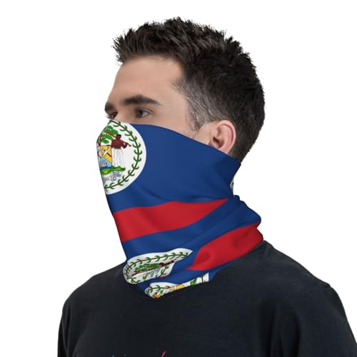 Belize Flag Prints Multifunctional Sport Headband – Seamless Stretch Neck Gaiter for Hiking, Biking, Running & Outdoor Activities – Soft, Quick-Dry, No-Fade Design