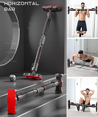 Chin Up Bar Portable Door Pull Up Bar, Indoor No Screw Wall Mounted Strength Training Bar with Kids Rings and Swing, 68-160cm (Size : 95-135CM)