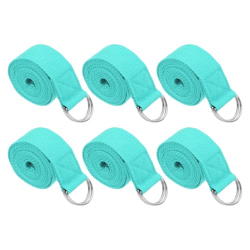 PATIKIL Yoga Strap for Stretching Cotton Yoga Belt with Adjustable Metal D-Ring Buckle Stretch Bands for Fitness Pilates - color: Lake Green, size: 6 Feet