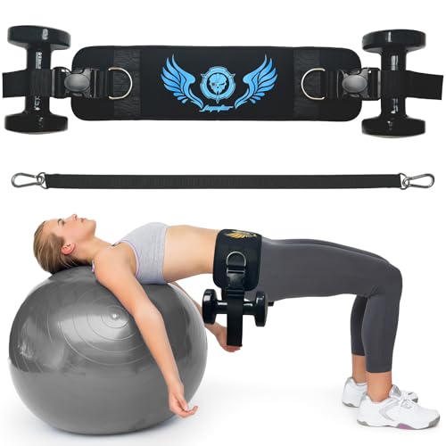 Jupiter 2-in-1 Hip Thrust Belt for Women & Men – Heavy Duty Glute Workout Equipment for Dumbbell, Kettlebell & Plate Exercises – Supports 300 lbs – Weighted Dip Belt for Home & Gym Workouts - color: Blue