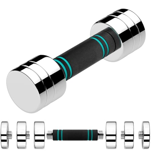 LIFERUN Single Steel Adjustable Dumbbell, 5/10/15lb Free Weight Single Dumbbell, Non-Slip and Comfortable Foam Handle, Adjustable Single Dumbbell for Home Gym Office Exercise - style: 1x5lb