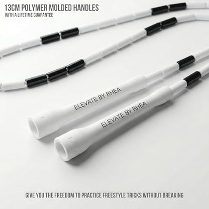 Pro-Grade Beaded Jump Rope for Beginners - color: Black/White