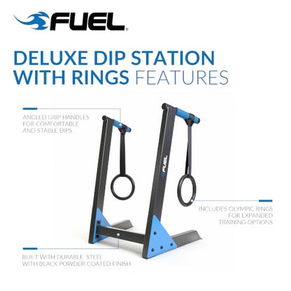 Fuel Pureformance Dip Station | Bodyweight Training | Multiple Options - color: Black/Blue - Deluxe Dip Station w/O-Rings