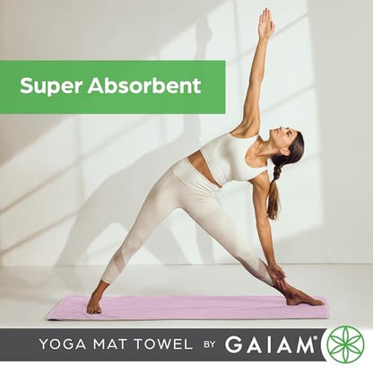 Gaiam Yoga Mat Towel, Non-Slip Microfiber (Black) - color: Skyway