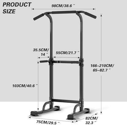 soges Power Tower Pull Up Bar Station, Free Standing Pull Up Rack Dip Station for Home Gym, Height Adjustable Home Strength Training Fitness Workout Equipment
