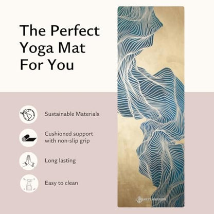 Shakti Warrior Natural Rubber Foldable Travel Yoga mat - Premium Printed Natural Eco-friendly Non-Slip Mat Great for Hot Yoga, Pilates, Workouts ( 72 inch x 24 inch x 1mm thick ) Wanderlust - Travel Edition