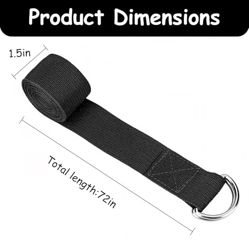 Stretching Strap Yoga Strap with Loops Stretch Straps for Physical Therapy Non Elastic Exercise Strap for Pilates Dance and Gymnastics - color: Black