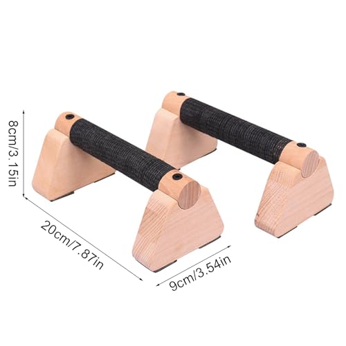 2 PCS Wooden Parallettes Bars, Wood Pushup Bars Non-Slip Base Exercise Home Workout Equipment, 20CM Supports Aerobics and Upper Body Strength Training for Men and Women