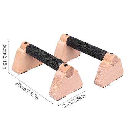 2 PCS Wooden Parallettes Bars, Wood Pushup Bars Non-Slip Base Exercise Home Workout Equipment, 20CM Supports Aerobics and Upper Body Strength Training for Men and Women