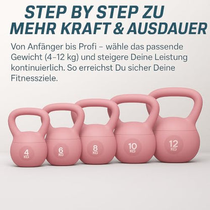 4kg Soft Kettlebell for Women, Non-Slip PVC Coated Home Fitness Weight for Pilates, Strength Training & Full-Body Workouts (Pink)
