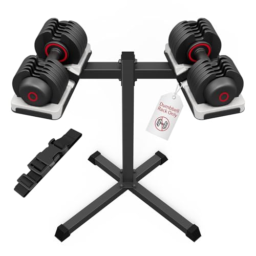 Jusgym Adjustable Dumbbell Stand, 35" Height Adjustable Dumbbell Rack, 300LBS Capacity Home Gym Storage Rack with 90°Rotating Platform（Rack Only）