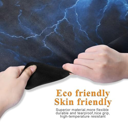 Kigai Travel Yoga Mat 71" x 24" Non Slip Natural Rubber Foldable Exercise Mat Ultra Thin 1.5mm Lightweight for Fitness, Pilates & Home Workout, Blue Lightning
