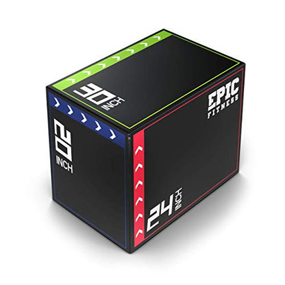3-in-1 Foam Plyometric Jump Box - High-Density EPE Foam Core - Non-Slip & Easy-to-Clean PVC Leather Cover - Box Height: 20", 24", 30" - For HIIT, MMA, Crossfit, Exercise, Fitness Training