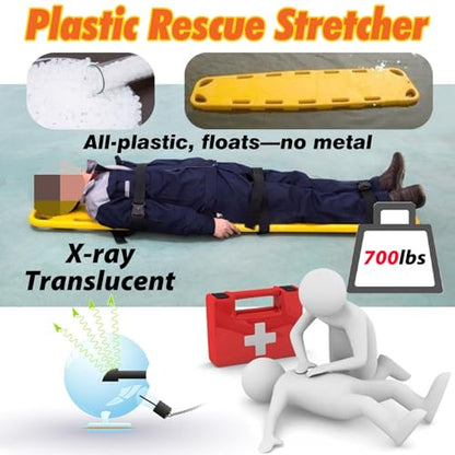 Portable Spine Board Stretcher - Two-Fold Emerncy Backboard for Water & Pool, with Foam Head Imlizer & Safe Belt, Ideal for Lifeguards & First Responders - color: Board+head Immobilizer