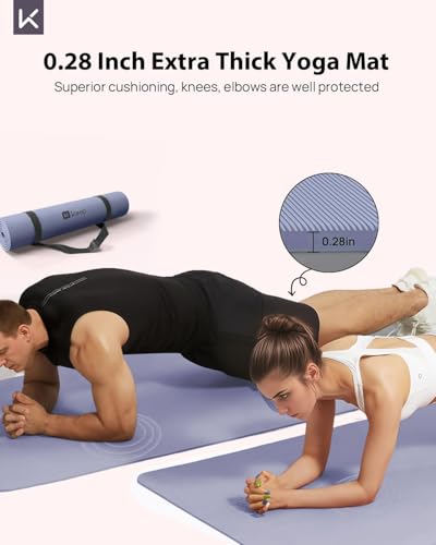 KEEP Extra Wide Yoga Mat, 7mm Thick 72" x 32" Exercise Mat - color: Purple
