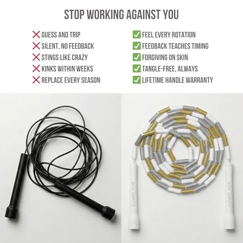 Pro-Grade Beaded Jump Rope for Beginners - color: White/Silver/Gold
