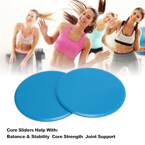 Core Sliders, Dual Sided Discs, 7 Inch Round Black, 2 Pack - Low Impact Core Workout, Multi Surface Use, Portable Fitness Equipment for Home and Travel