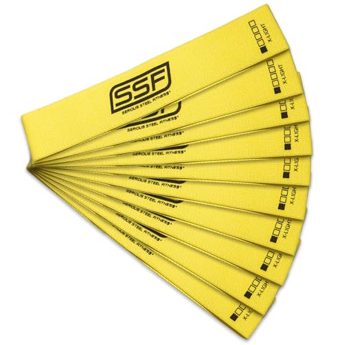 Serious Steel Fitness Fabric Mini Loop Non-Slip Resistance Band Set | Warm-Up, Physical Therapy, Glute Training, Speed and Agility Exercise Bands - color: Level 1 - X-Light (Yellow)